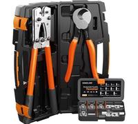 Pince à sertir, cosses de câble, pince 6-50 mm², cosses à anneau, bornes à vis en cuivre étamé, pince à sertir + pince coupante diagonale - Jeu de pinces à sertir avec coffret à outils
