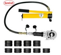 Pince à sertir de pompe hydraulique 6T avec 9 matrices pour tuyaux en acier inoxydable, Tube en cuivre, presse PEX PB, ensemble de V12-28mm TH16-32mm Jaune