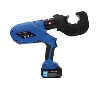 Pince à sertir électrique hydraulique - Rechargeable - Force de sertissage 120 kN - 120 fois/charge - Avec 12 tampons - Batterie - Chargeur de batterie - Dragonne - Mallette à outils