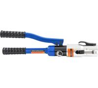 Pince à sertir hydraulique - 10 t (10 000 kg) - 5 mâchoires M12–M28 - Sertissage hexagonal - Course 20 mm - Pour tubes en cuivre - Avec coffret à outils - Bleu