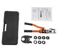 Pince à sertir hydraulique - 10 tonnes - Pour tubes en cuivre - Adaptable aux connecteurs V12 à V28 - Étanchéité contre les fuites d'huile - Livrée avec une mallette de transport - Couleur : orange
