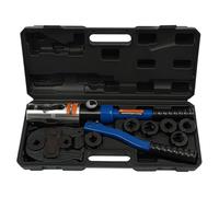 Pince à sertir hydraulique 10T avec 7 inserts à sertir V12/14/15/16/18/22/28 mm Kit d'outils professionnels pour tube en cuivre Bleu