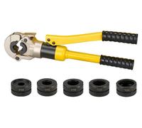 Pince à sertir hydraulique, corps robuste en acier, compatible avec des diamètres de 12 mm à 28 mm, pression maximale de 100 kN, poignée ergonomique, mécanisme de verrouillage automatique