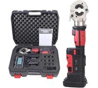 Pince à sertir hydraulique électrique, sertisseuse Rechargeable avec 11 Matrices (16-300mm²) pour bornes cuivre et Aluminium, sertissage Rapide en 3-8s, kit Professionnel Complet 2 Batteries