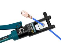 Pince à sertir hydraulique, force de sertissage 120 kN, plage de sertissage 16-300 mm², dimensions du produit 18,5 x 5,11 pouces, poids 5,7 kg, longueur de la poignée 12,79 pouces