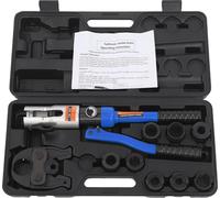 Pince à sertir hydraulique - Manuelle 10 t - Jeu de 8 mâchoires de sertissage - Profilés U et TH 16-32 mm - Course 20 mm - Dans un coffret - Bleu