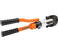 Pince à sertir hydraulique - manuelle - force de sertissage 10 t - 10 paires de mâchoires V/M 12-28 mm - sertissage hexagonal - avec coffret - orange
