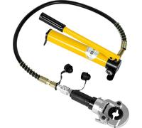 Pince à sertir hydraulique - Outil de sertissage de tuyaux 6T - Tête pivotante à 360° - V 12-28 mm, TH 16-32 mm - Kit avec 9 mâchoires de sertissage - Manuel - Pour tuyaux en cuivre et PEX - Tuyau hyd