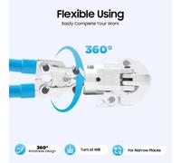 Pince à sertir hydraulique PEX - CW-1632 - Force de sertissage élevée 6 t - Réglable - Mécanisme à cliquet - Jeu de pinces à sertir avec coffret orange - Pour raccords de tuyaux - Bleu