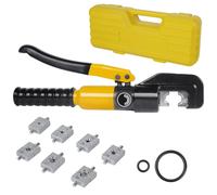 Pince à sertir hydraulique - Pince à sertir manuelle pour câbles, 8 tonnes - 4 à 70 mm² - 8 matrices de sertissage - Course de 10 mm - Pour cosses de cuivre et d'aluminium - Jaune