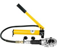 Pince à sertir hydraulique - Pince à sertir pour tubes 6 t - 9 mâchoires de sertissage - Profil en V - 12–28 mm/TH16–32 - pour tubes PEX/cuivre/aluminium - Jaune