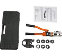 Pince à sertir hydraulique pour tubes en cuivre et en acier inoxydable - CW-1632 - Manuelle - 7 mors en V, pour tubes de 12 à 28 mm - Portative - Livrée avec une mallette - Orange