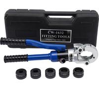 Pince à sertir hydraulique pour tubes en cuivre - Modèle CW-1632 - Mâchoires en V de 12 à 28 mm - Manuelle - Pression maximale : 80 kN - Pour tubes en cuivre - Couleur : bleu