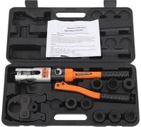 Pince à sertir hydraulique pour tubes,manuelle, 8 moules inclus, orange