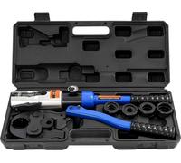Pince à sertir hydraulique pour tubes - Profil en U - Force de sertissage 10 t (10 000 kg) - Mâchoires en U 16/20/25/32 mm - Course 20 mm - Dimensions 41 × 12 × 6 cm - Bleu
