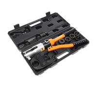 Pince à sertir hydraulique professionnelle 10T | Kit de formes M M12/M15/M18/M22/M28 | Tête rotative à 360° | Pour presses de tuyaux et raccords de câbles | Avec boîte à outils pour chantier et