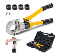 Pince à Sertir Hydraulique Professionnelle TEENO(100kn), Tête Rotative à 360°, avec Coupe-Tube, pour tube composite avec raccords du profil TH16, TH20, TH26, TH32