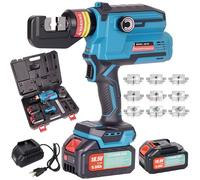 Pince à sertir hydraulique sans fil 4-70 mm² 8T, pince à sertir avec 9 | Pince à sertir électrique avec tête rotative à 180° et 2 batteries - Outil de sertissage pour cosses en cuivre