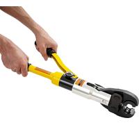 Pince à sertir les tubes - Hydraulique - Force de sertissage 10 t - 5 matrices M12–M28 - Sertissage hexagonal - Course 20 mm - Pour tubes en cuivre - Avec coffret à outils - Jaune