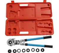 Pince à sertir les tuyaux - Kit d'outils de sertissage hydrauliques CW-1632 - 6 t - Pour tuyaux PEX et cuivre - 9 mâchoires de sertissage TH 16–32 mm, V 12–28 mm - Tête pivotante à 360° - Bleu foncé
