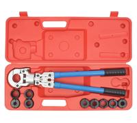 Pince à sertir manuelle hydraulique - Outil de sertissage pour tubes - Jeu de 9 matrices - TH16-32 & V12-28 - pour tuyauteries et câbles - bleu