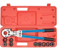 Pince à sertir PEX - Ensemble de pinces à sertir 6T - Pour manchons de sertissage PEX et cuivre - Avec coupe-tube - Jauge de contrôle (go/no-go) - Pour tubes en acier inoxydable - Bleu