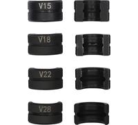 Pince à sertir pour tubes PEX/cuivre - Outil de sertissage et de pressage hydraulique manuel - Acier CR45 - Mâchoires V15/18/22/28 mm - Pour raccords à profil en V - Noir