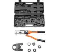 Pince à sertir - Presse à tubes hydraulique manuelle - Force de pression de 10 t - Mâchoires en V - Tête pivotante à 360° - Pour tubes en cuivre - Avec mallette - Orange