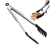 Pince à spaghetti en silicone avec manche en acier inoxydable pour cuisine, barbecue, restaurant, 30 cm