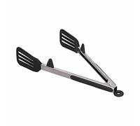 Pince à spatule en acier inoxydable, pince à steak en silicone, outil de cuisson, clip à rabat, ustensile de service, support pour retourner le steak, frire au barbecue, hamburger (Support noir de 12