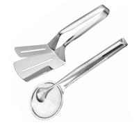 Pince à spatule paquet de 2 pinces à gril en acier inoxydable passoire cuillère argent