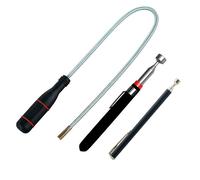 PINCE AUTO ZENATERRA-Aimant télescopique inox + tige aimantée flexible 3 pièces, avec clip de poche (2 noir+1 argent)