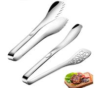 Pince Barbecue, 2 Modèles Pince à Spaghettis, Pince à Steak, Pince à Salade Inox, pour Pâtes, Salades, Grillades Longueur : 25 cm, Acier Inoxydable, Couleur : Argent