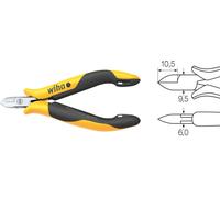 Pince coupante diagonale Wiha Professional ESD tête étroite, demi-ronde avec petite lame (26826) 115 mm
