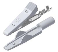 Pince crocodile miniature 8 A blanc SKS Hirschmann 930318107 Ouverture des mâchoires (max.): 4 mm Longueur: 41.5 mm 1 pc