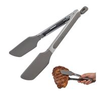 Pince Cuisine Professionnel, Pince Barbecue en Acier Inoxydable et Silicone Alimentaire, Pinces à Salade Pinces Spaghetti Résistant à la Chaleur Multifonctions pour la Cuisson Air Fryer, Gris