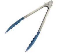 Fackelmann Pince de cuisine 670426 – Acier inoxydable & plastique, verrouillage, Bleu 23,5 cm