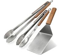 Pince de cuisine, en acier inoxydable, longue, pour barbecue, ensemble de 3 pièces, multifonctionnelle