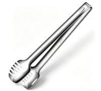 Pince de cuisine en acier inoxydable pour la cuisine, les pâtes, la salade et le steak, résistant à la chaleur avec poignée dentelée (petite)