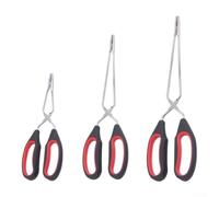 Pince de cuisine en métal 33 cm avec poignée robuste | Lot de 3 pièces, acier inoxydable, poignée antidérapante, passe au lave-vaisselle, couleur rouge