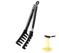 Pince de Cuisine Professionnelle 23 cm - Silicone Alimentaire Sans BPA Résistante à 250°C | Pince Barbecue Sécurisée pour Four, Grill et Préparation Salade,Noir