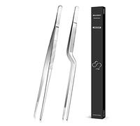 Pince de cuisson de 30 cm et pince à épiler, pointes dentelées de précision, outils de cuisine professionnels en acier inoxydable pour le barbecue, le service et la préparation de plats.