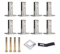 Pince De Fixation Robuste En Acier Inoxydable 304 Pour Garde-Corps En Verre, Pour Panneaux TrempéS D'Une éPaisseur De 10 à 12 Mm, Support De Fixation Au Sol, Lot De 8 (Noir),Argent,200mm
