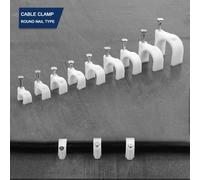 Pince de gestion de fil de pince à ongles circulaire, acier rond en fibre blanche, mur de clou, pinces de câble de confrontation, 4mm, 5mm, 6mm, 7mm, 8mm, 9mm, 10mm, 12mm, 100 pièces 7mm 100PCS