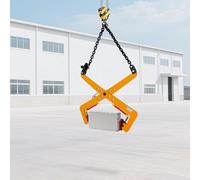 Pince de levage pour pierres - Grappin à ciseaux - Capacité de charge 500 kg - Ouverture 33-70 cm - Réglable - Acier allié, caoutchouc - Pour pelle/grue - Jaune