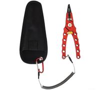 Pince de pêche multifonctionnelle en acier inoxydable pour pêche en eau salée d'eau douce, bar, truite, brochet, perche, 18,5 cm, rouge