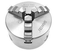 Pince de serrage à 3 mâchoires pour tour – Auto-serrante – 100 mm – Précision de 0,07 mm – Acier trempé HT300/20CrMnTi – Mâchoires intérieures/extérieures de 30 à 90 mm – Manuel – Argent