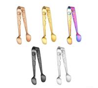 Pince de service en acier inoxydable 304, 10 cm, petit cube de sucre et pince à glace pour thé, café, apéritifs, buffet, salade et dessert (doré)