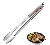 Westmark Pince à Grillade + Pince à servir, avec Manches en acier inoxydable et éléments en Bois sur les poignées, Longueur : 44 cm, Acier inoxydable/bois, Classic Wood Maxi, Argenté/Brun, 16292270