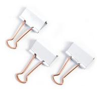 Pince double-clip, (L)19mm, blanc/or rose, 80 pièces